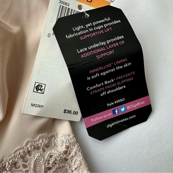 Olga® Underwire Bra Luxury Lift, Ivory, 35063, Size 38DD, NWT - Picture 8 of 9